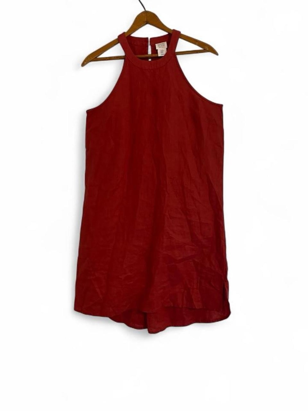 Sigrid Olsen Women's XS Linen Rust Orange Knee Length Sleeveless Summer Dress